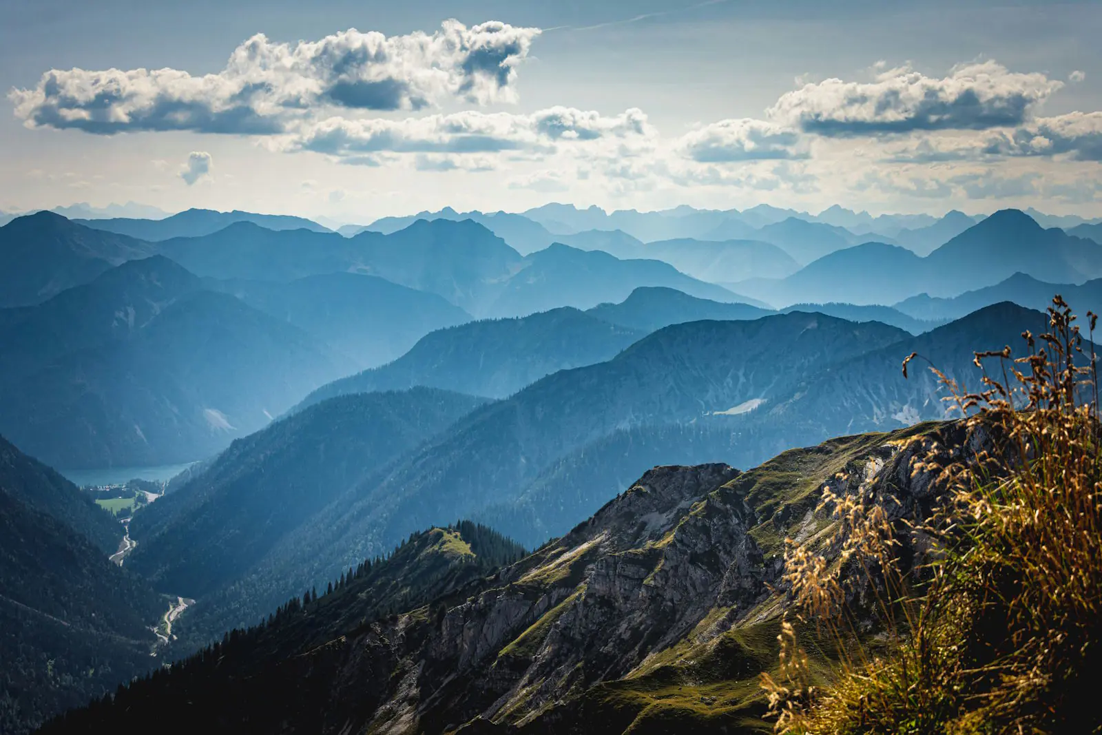 Mountain ridge above a wide valley